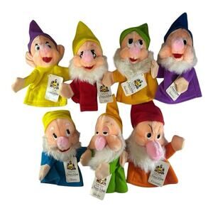NWT Vintage Disney Snow‎ White and the Seven Dwarfs 11” Hand Puppets Plush